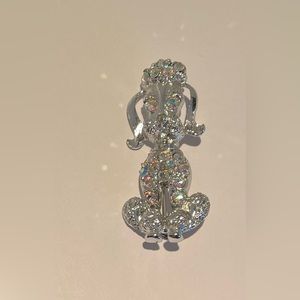 Vintage Rhinestone Poodle Brooch